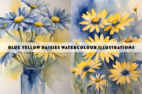 Blue and Yellow Daisies Watercolour Duo: A Fresh Take on Floral Art