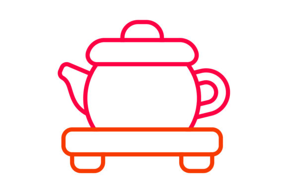 Chinese New Year Teapot Line Color: A Festive Design Asset