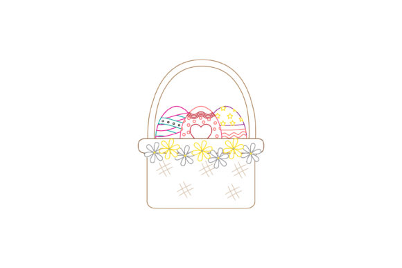 Easter Basket Flowers Color Line: Design Assets for Spring Projects
