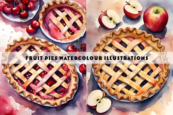 Fruit Pies Watercolour Duo Cherry Apple: A Design Asset Overview