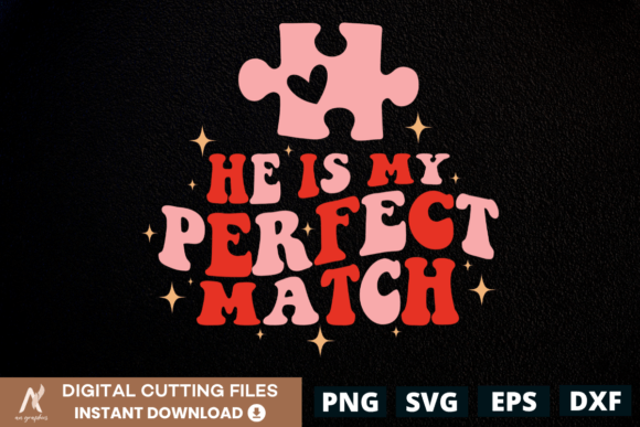 He is My Perfect Match Color Wavy SVG: A Design Asset for Connection