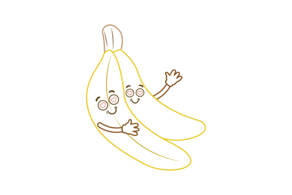 Kawaii Cute Banana Fruit Color Line: A Designer's Playful Asset