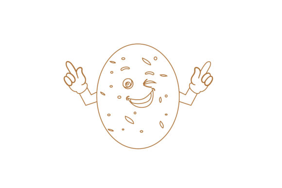 Kawaii Cute Vegetable Potato Color Lines: A Playful Design Asset