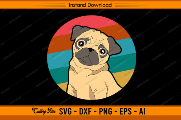 Pug Vintage Color SVG PNG: Instant Craft Files for Your Projects