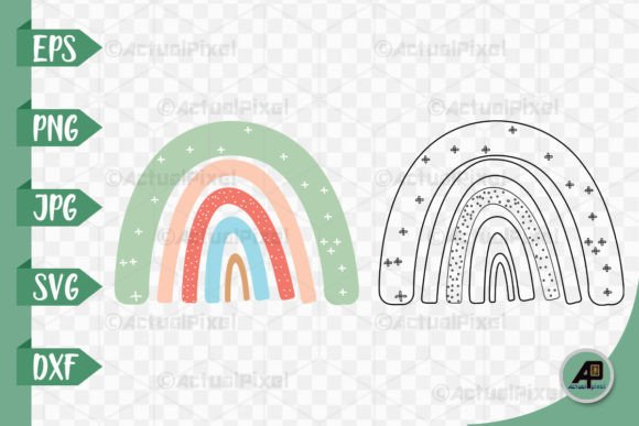 Rainbow Outline with Color Clipart: Vibrant Design Assets