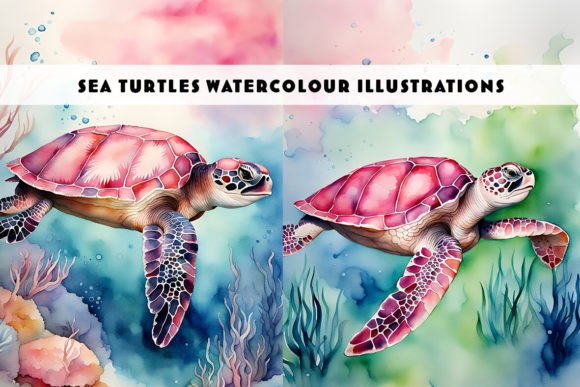 Sea Turtles Watercolour Duo: A Splash of Coastal Charm