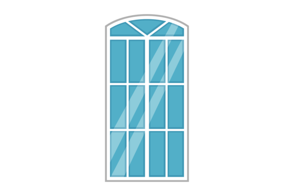 Urban Window Color Icon: A Glass Frame Element for Modern Design