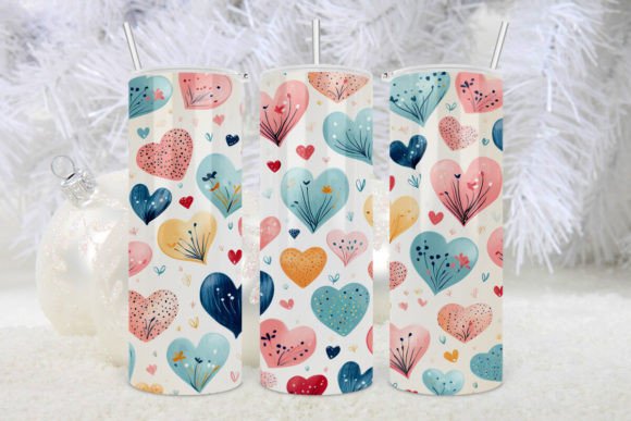 Valentines Water Color Hearts Tumbler: A Vibrant Design Asset