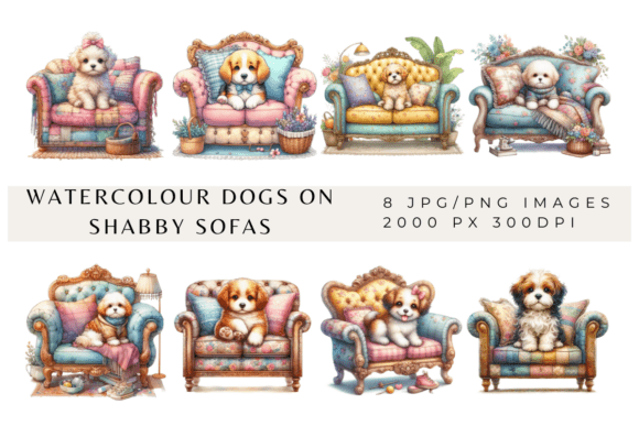 Watercolour Dogs on Shabby Sofas: A Designer's Charming Collection